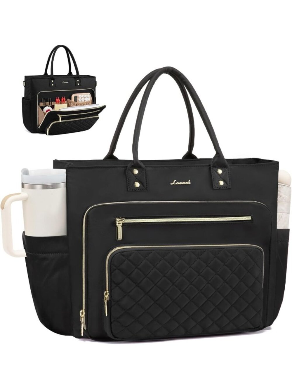 Stylish Teacher Tote Bag for Women, Laptop & Nurse Work Bag with Large Cup